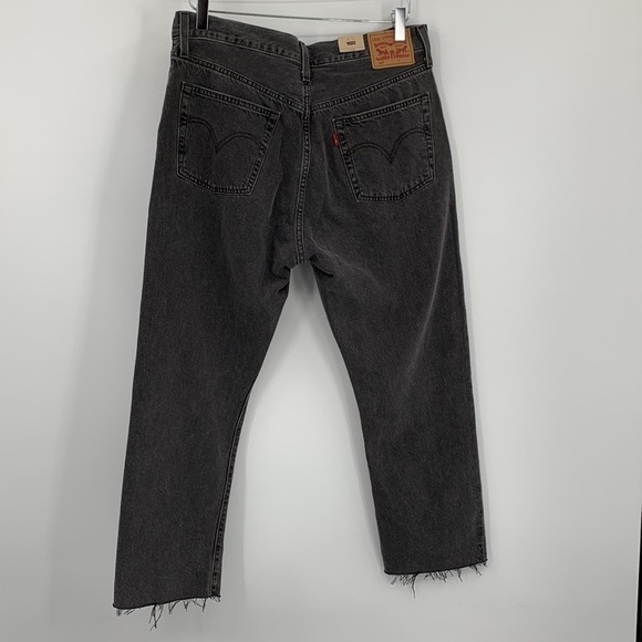 Levis 501 Original cropped jeans black straight leg gray button fly women new 31 - Picture 5 of 9